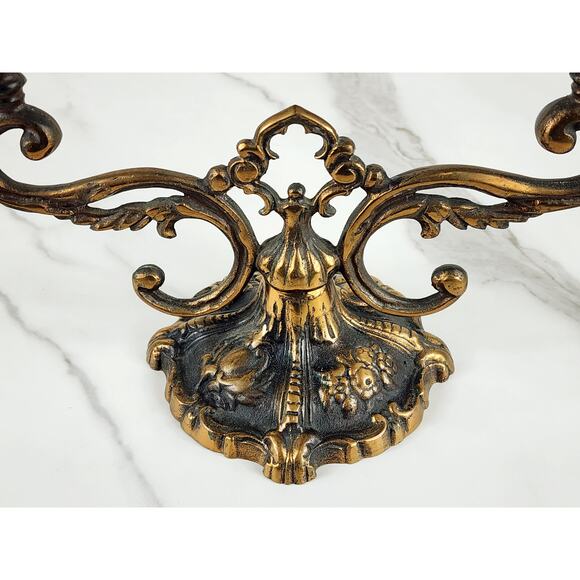 Johnson Bronze Co Ornate Candle Holder Candelabra 50s Newcastle PA Bronze 7 1/2" - Picture 10 of 16